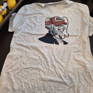 Graphic Crewneck Tee - Light Gray with Red Accent